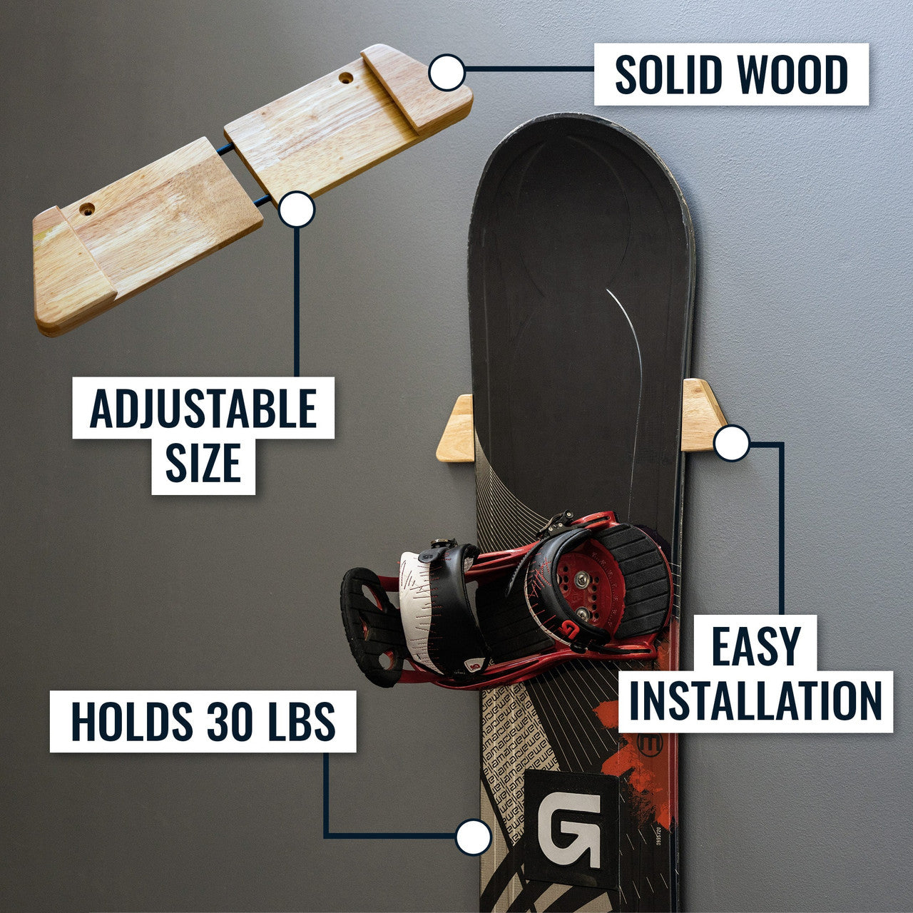 Horizontal snowboard best sale wall mount