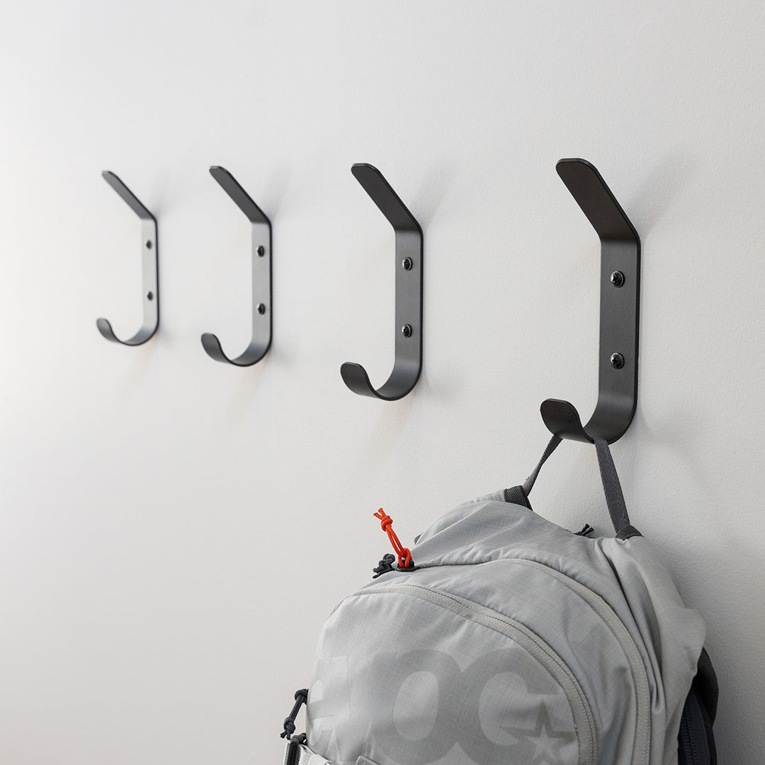 four pack black double wall hooks