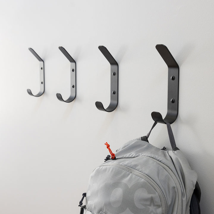 four pack black double wall hooks