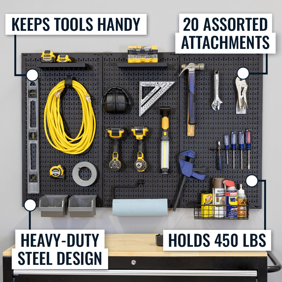 Pegboard Tool Organizer Garage Wall Storage, Heavy-Duty Steel 4FT ...