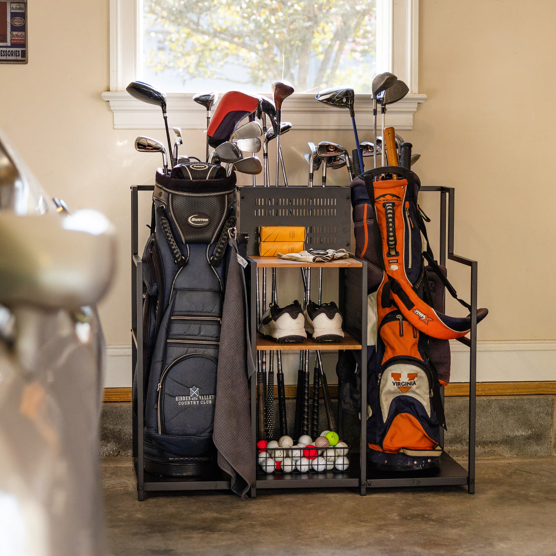 garage golf bag and club holder