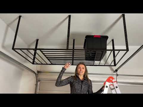 3x8 Overhead Garage Storage with Hooks | Ceiling Storage