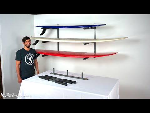 Wall Mount Surf & SUP Rack | 3 Boards | Heavy Duty Metal