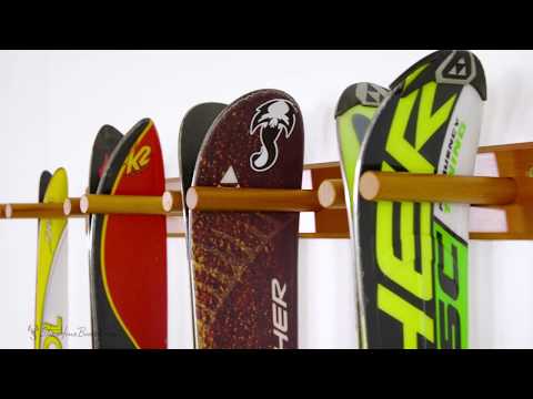 Snowbird Ski Storage Wood Rack | Holds 4 Pairs of Skis