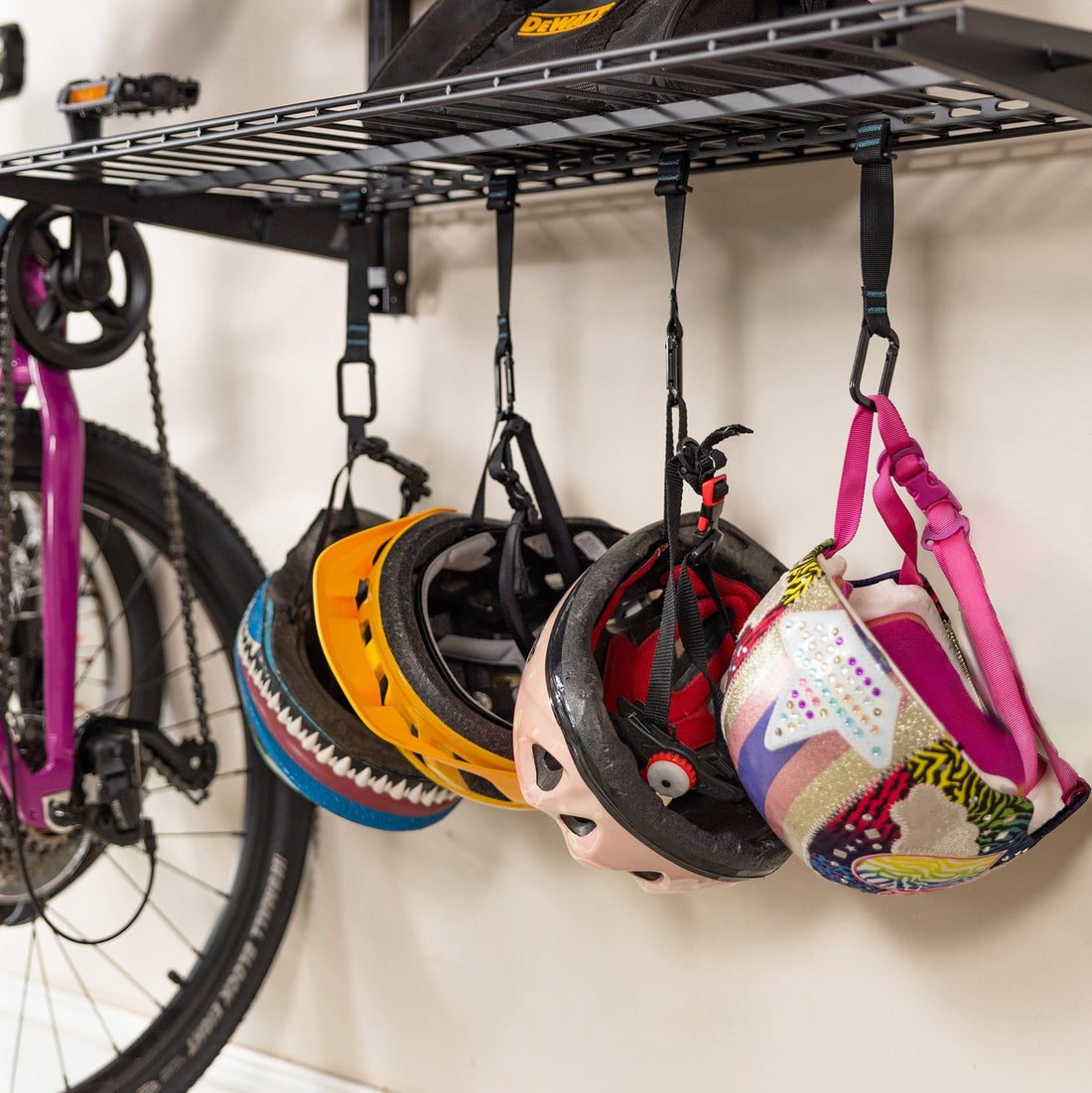 storage hooks for helmets and hanging bags