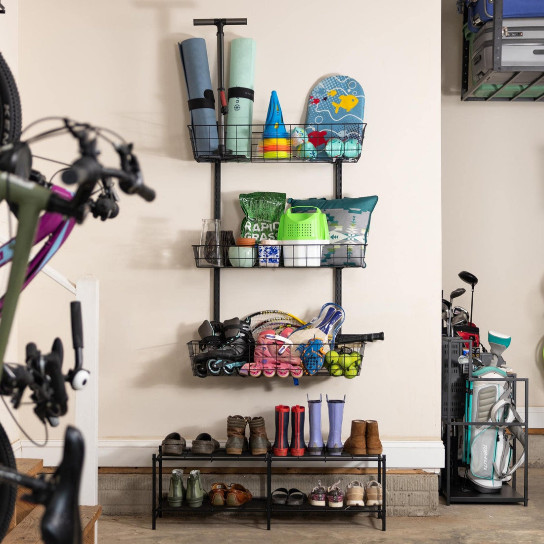 wall mounted wire bins shelving garage storage