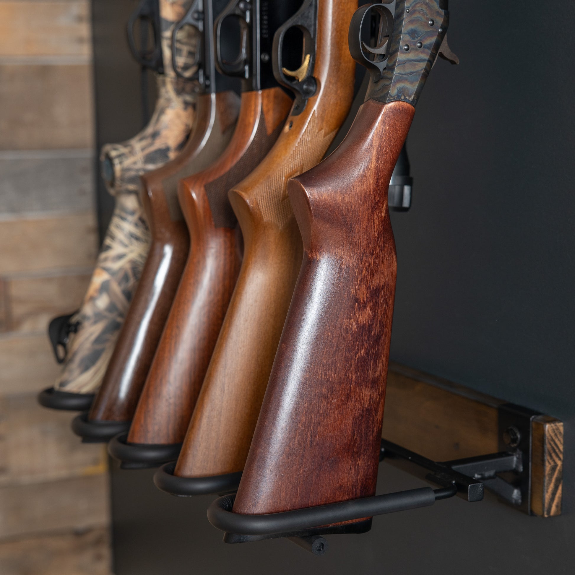 wood display rack for rifles