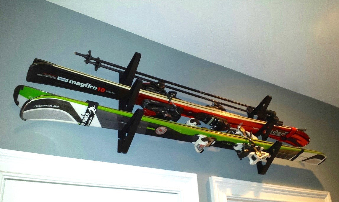 three ski horizontal wall storage rack