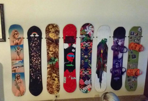hang your snowboard decks on the wall