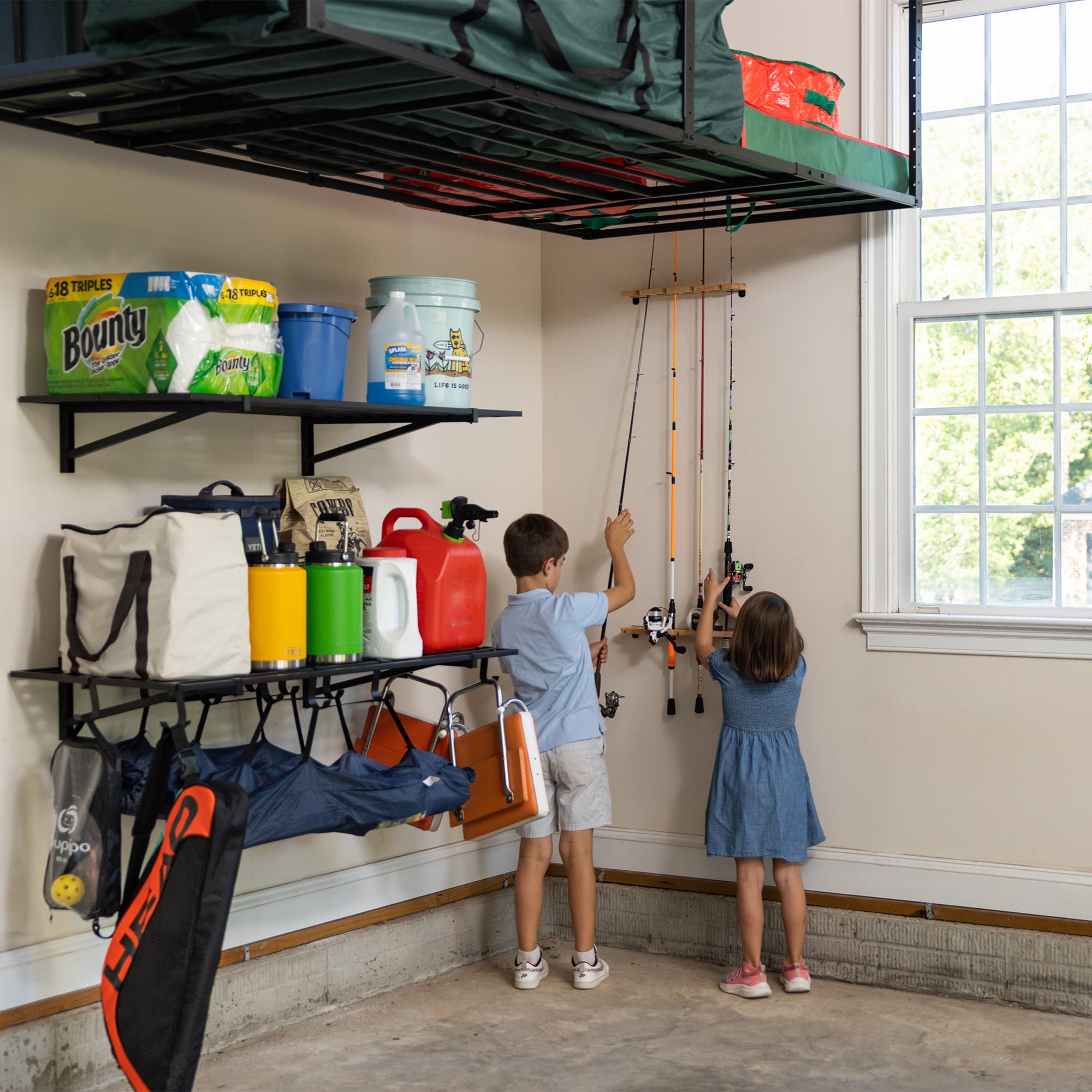 fishing pole wall rack