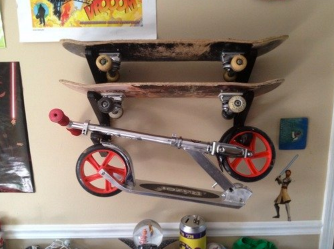 how to store skateboards on the wall