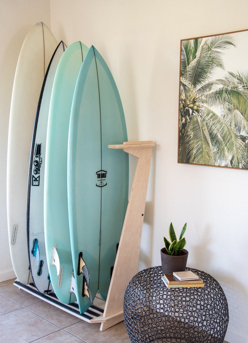stylish indoor surfboard stand