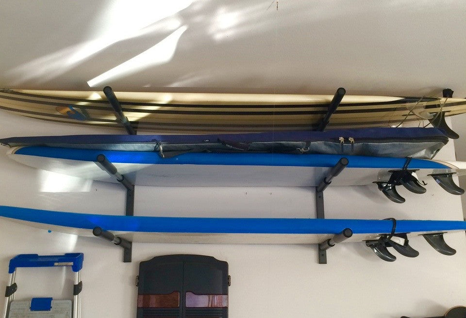 surfboard triple storage and display rack