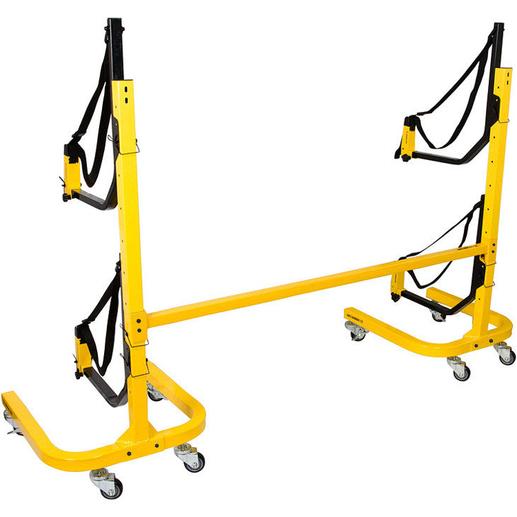casters mounted to bottom of suspenz freestanding kayak rack