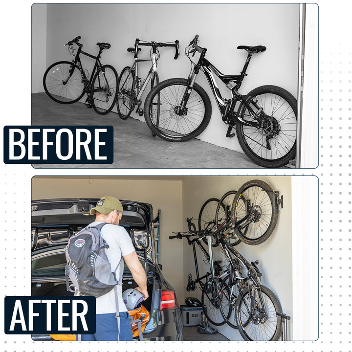 Swivel Mount Bike Storage Rack | 4 Bicycle | Garage Wall Hook | Mud