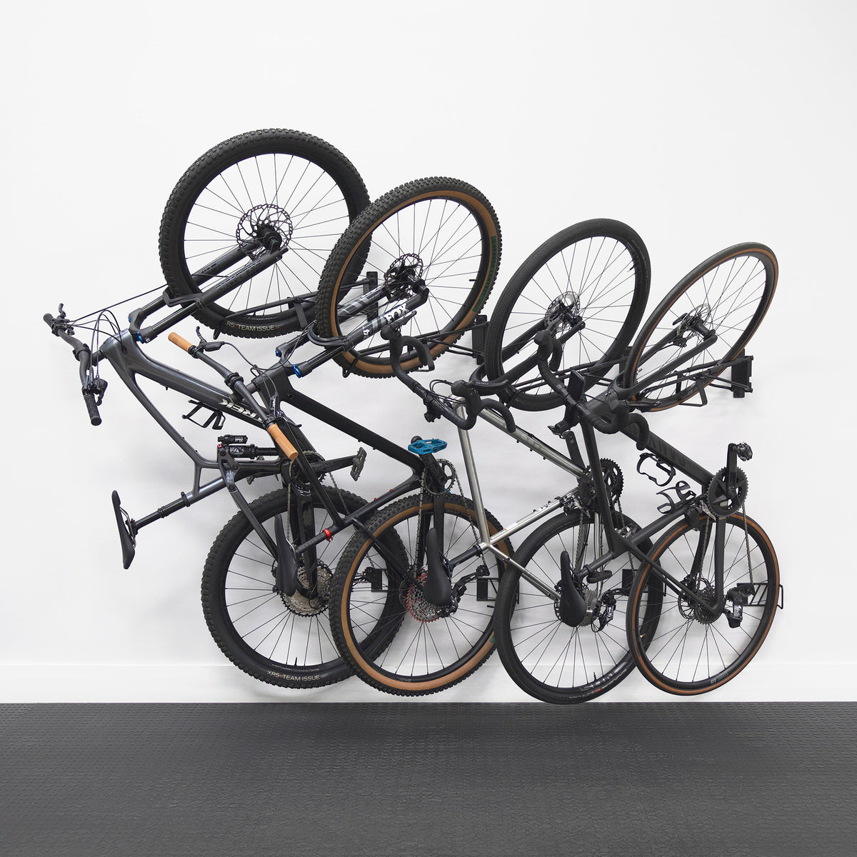 Compact Bicicle Storage Rails No Lift SwivelStow Bike Rack for 2 Road & Gravel Bikes, Garage Wall ...