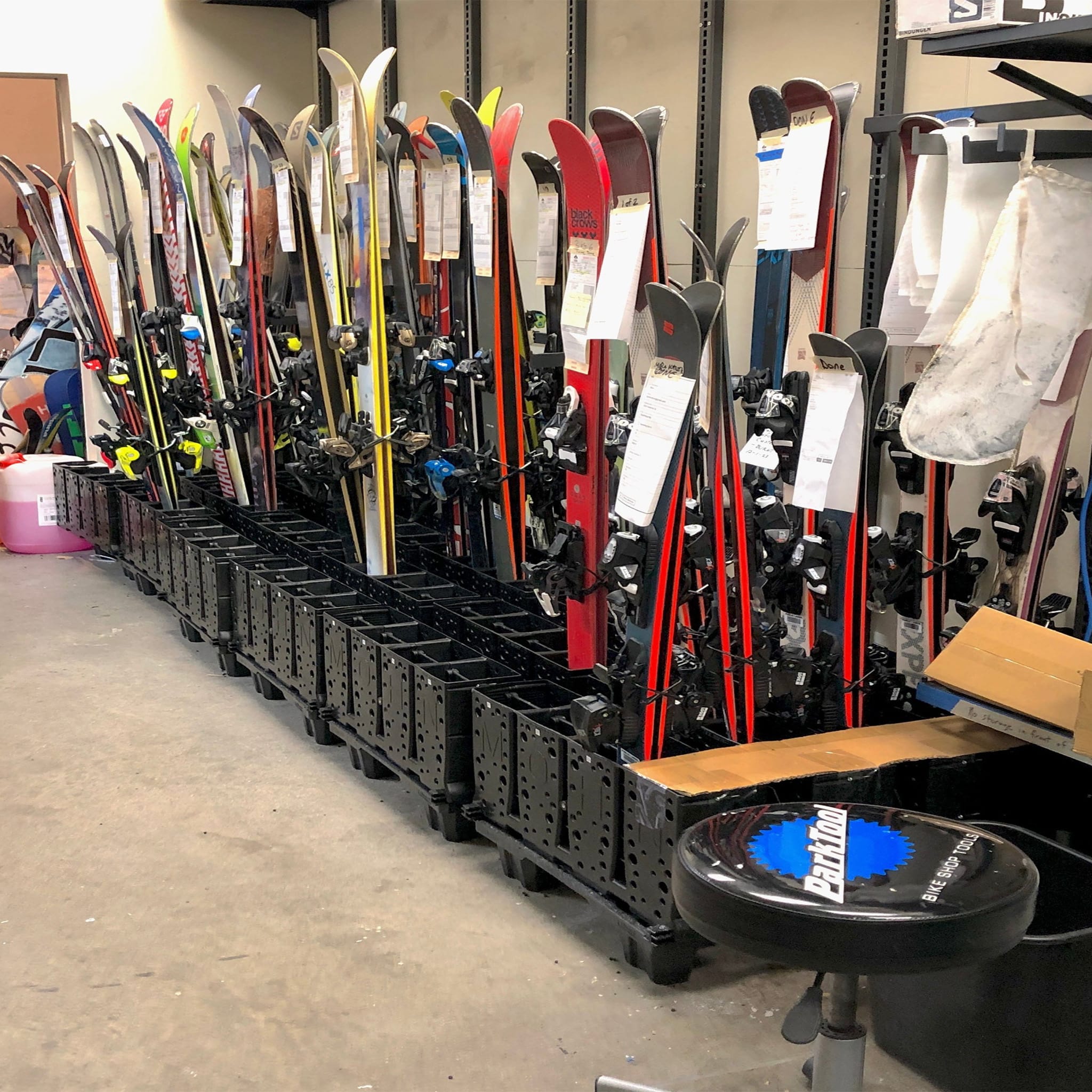 Telluride Ski Storage Rack for Rental Shops | Holds up to 16 Pairs of Skis