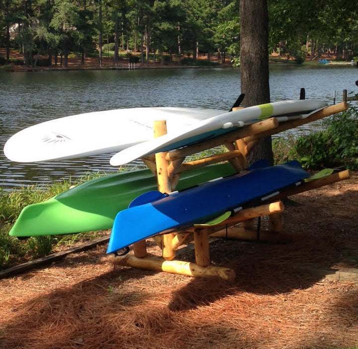 kayak paddleboard outdoor log storage rack