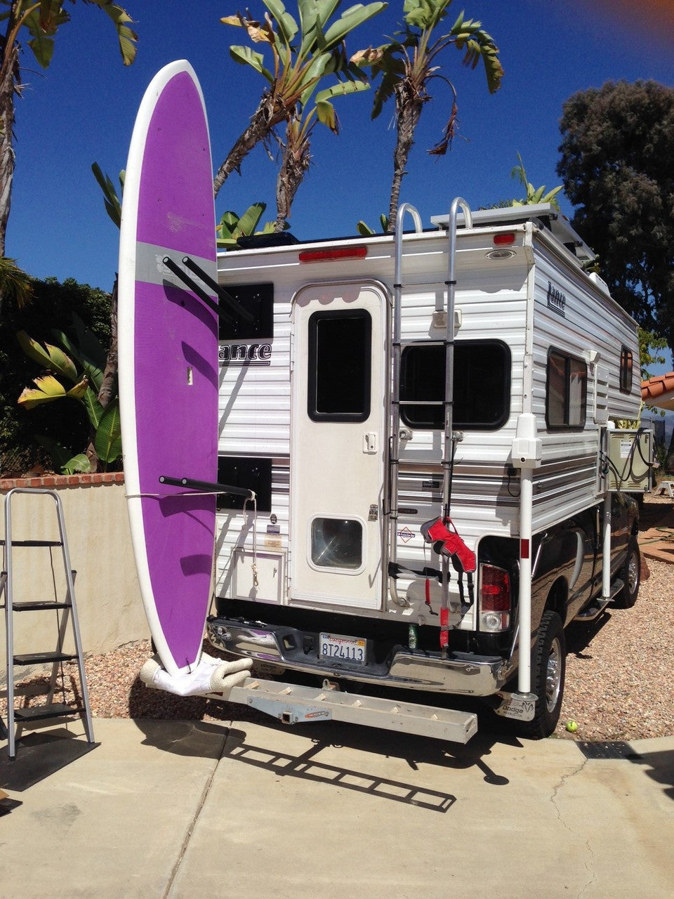 SUP rack for the back of an RV camper