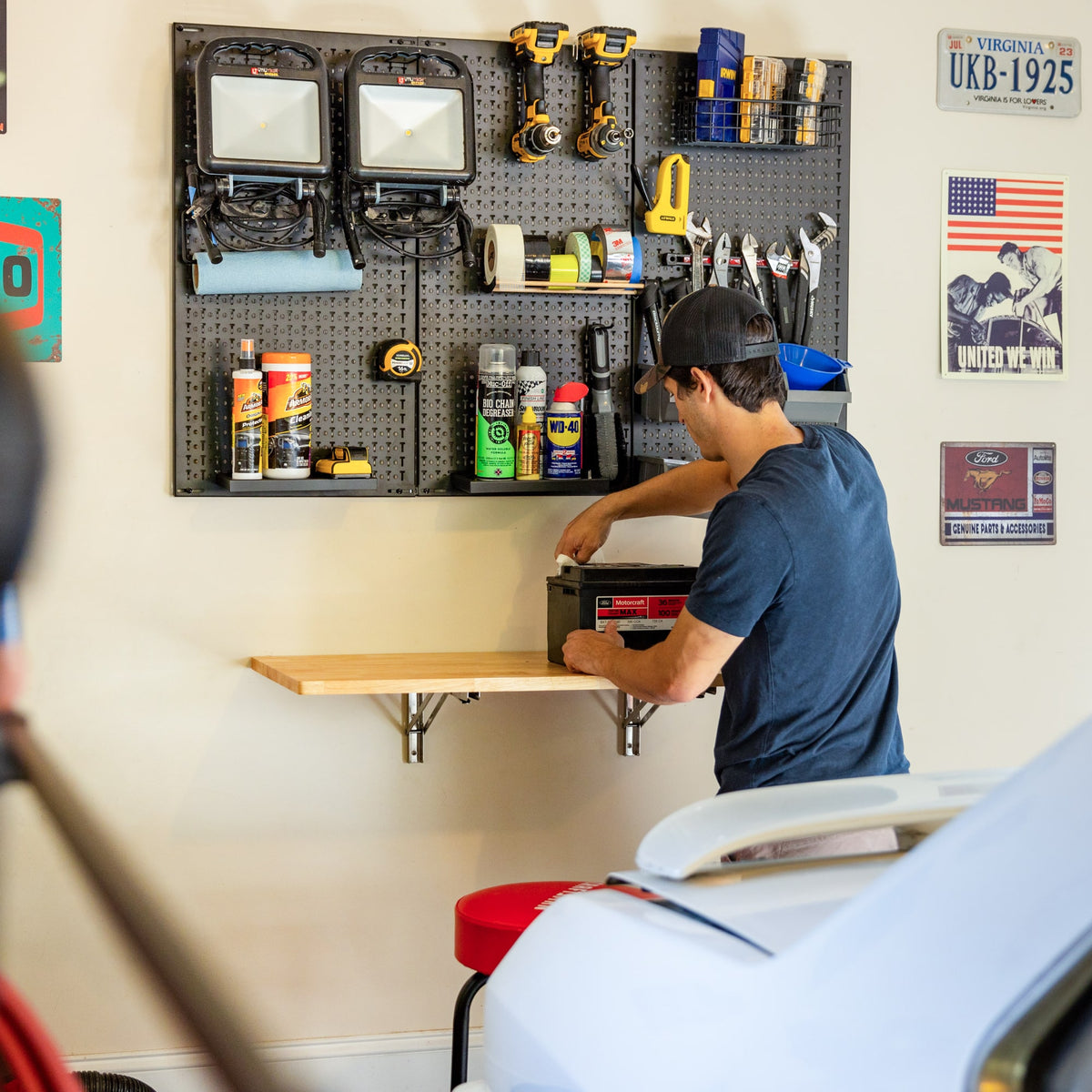 Space-Saving Foldaway Workbench, Wall-Mounted Butcher Block Table ...