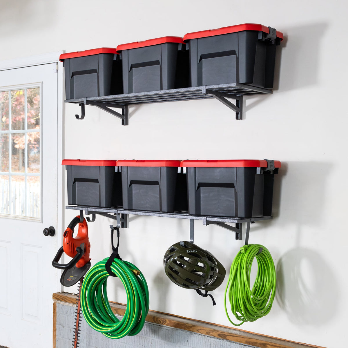 STOREADY 2-Pack Steel Wall Shelf Rack - 48"x12" Garage Storage, Mounts To Pegboard/Slatwall, 150lb Capacity